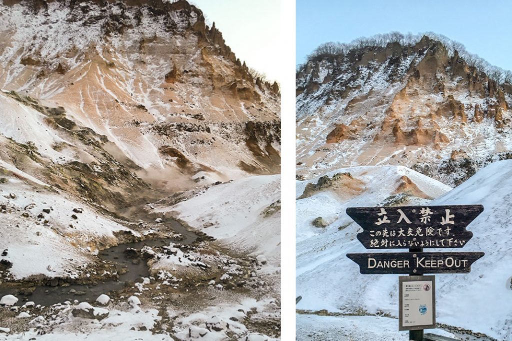 noboribetsu onsen hell valley in winter