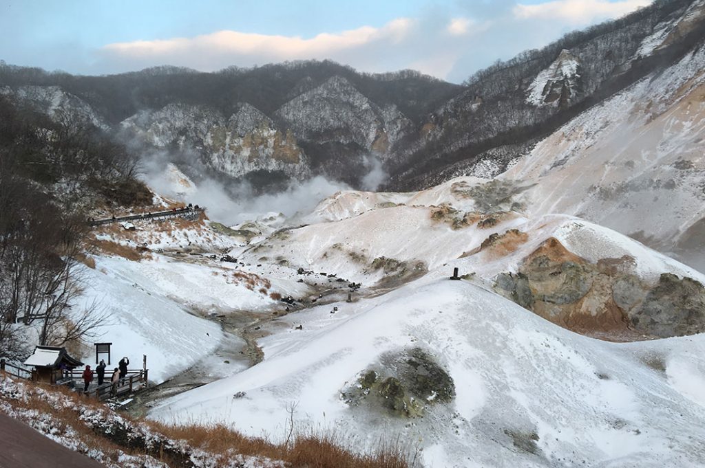 noboribetsu onsen hell valley in winter