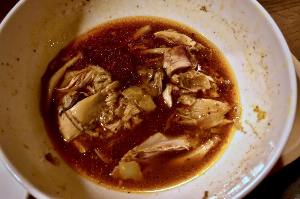 Chicken meat in the soup