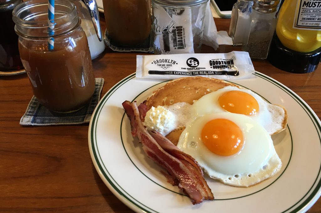 eggs and pancakes breakfast at Good Town Cafe in Yoyogi Uehara