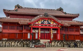 The High Walls of Shuri Castle: Okinawa Without a Car Day 1 The bright colors and ornate exterior of Shuri castle is frequently compared to the Forbidden City in Beijing.