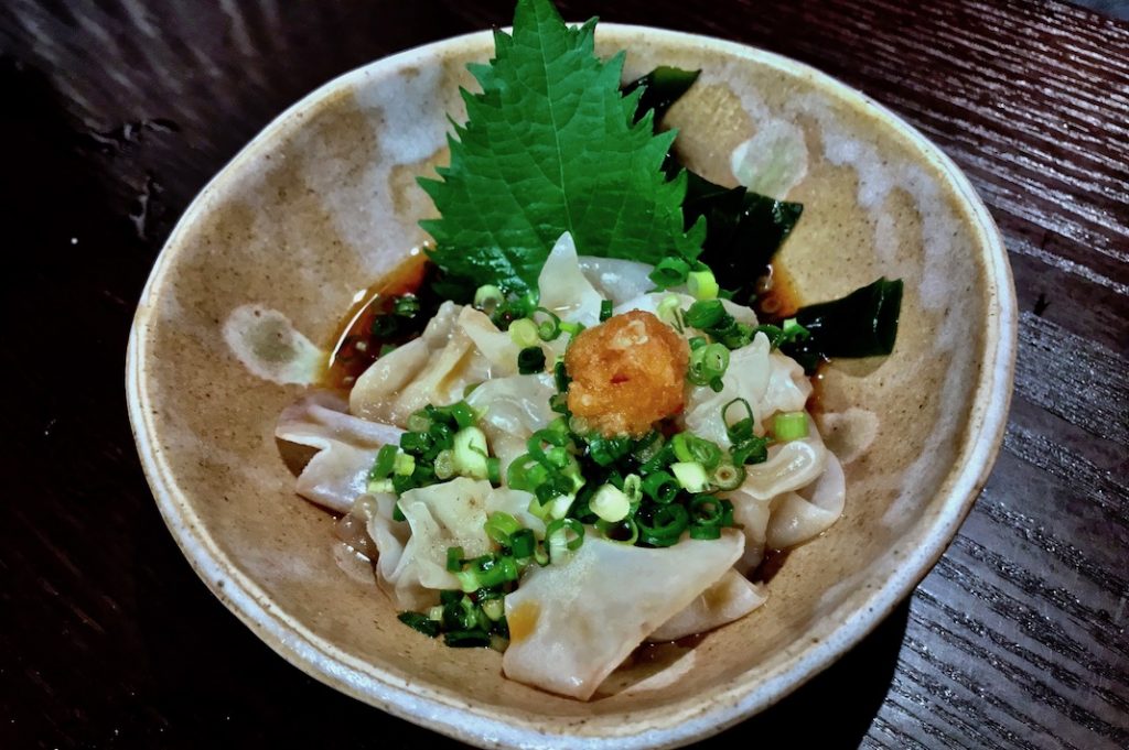 White kikurage or jelly ear mushroom in ponzu sauce at Tobusakana.