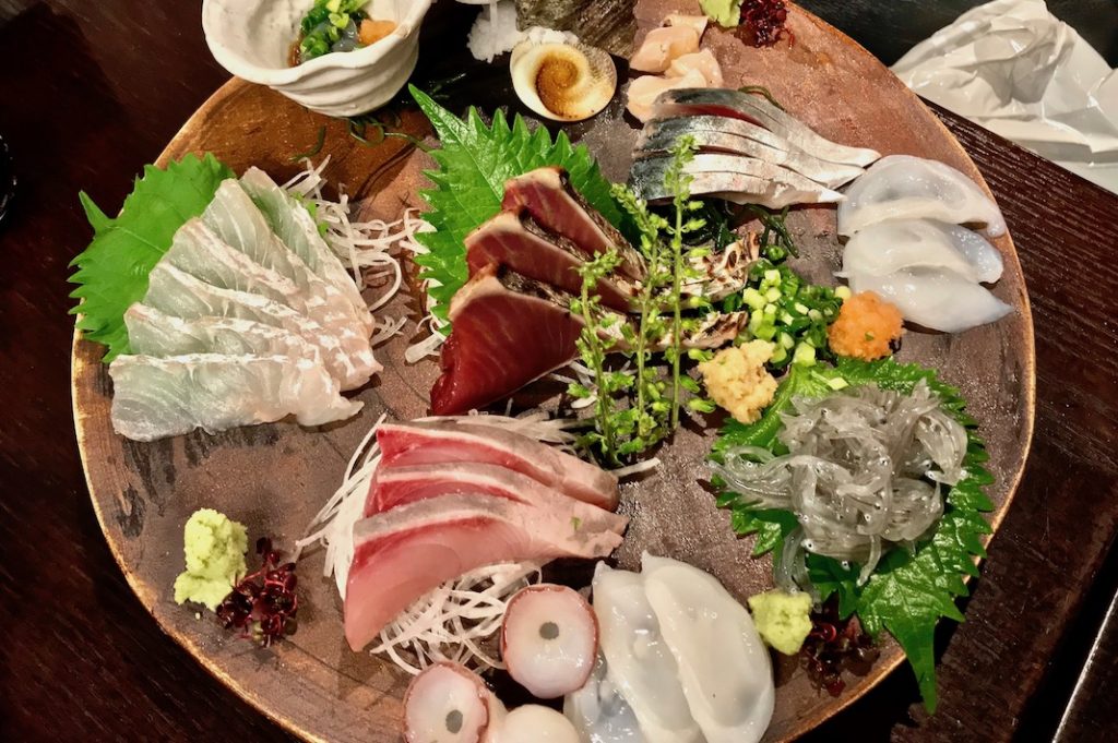 Sashimi moriawase is often found at seafood izakaya