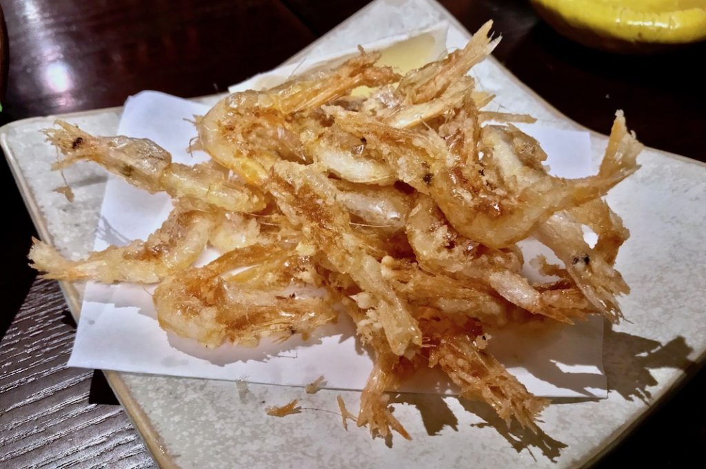 Deep-fried baby white shrimp