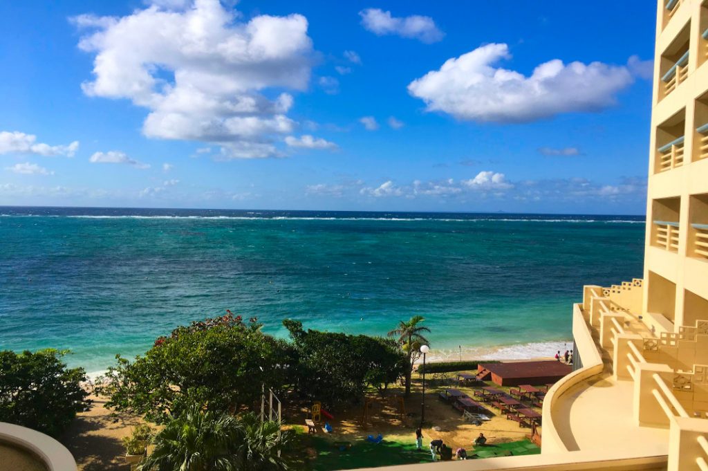 We were fortunate enough to a room facing the blue waters of Okinawa.