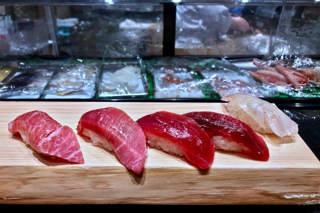 Maguro set and kelp-marinated hirame