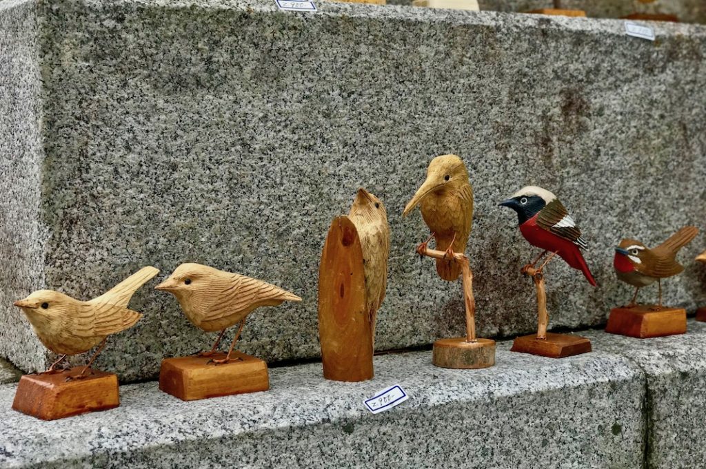 Hand-carved wooden birds