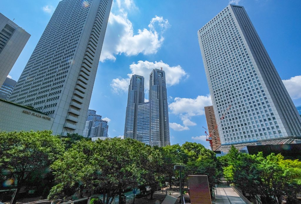 Spectacular twin buildings in Shinjuku