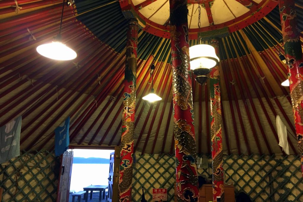 Located on one of Naoshima's beaches, the yurts are just steps from the sea