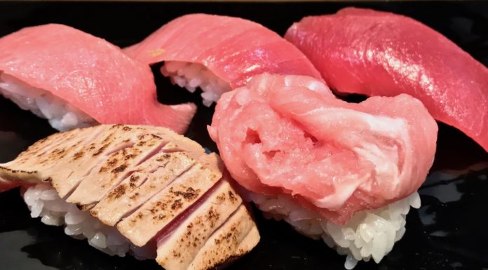 Hinatomaru: A Sushi Bar Making A Case for Tuna Head Sushi 5-piece tuna set at HInatomaru