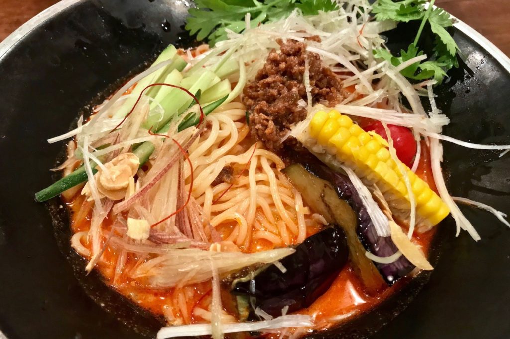 Close-up of vegetables (tantanmen)