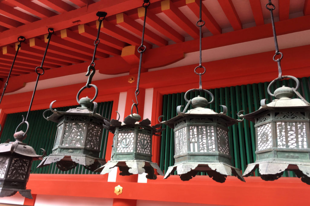 It's not uncommon for deer to wander from Nara Deer Park into the shrine itself.