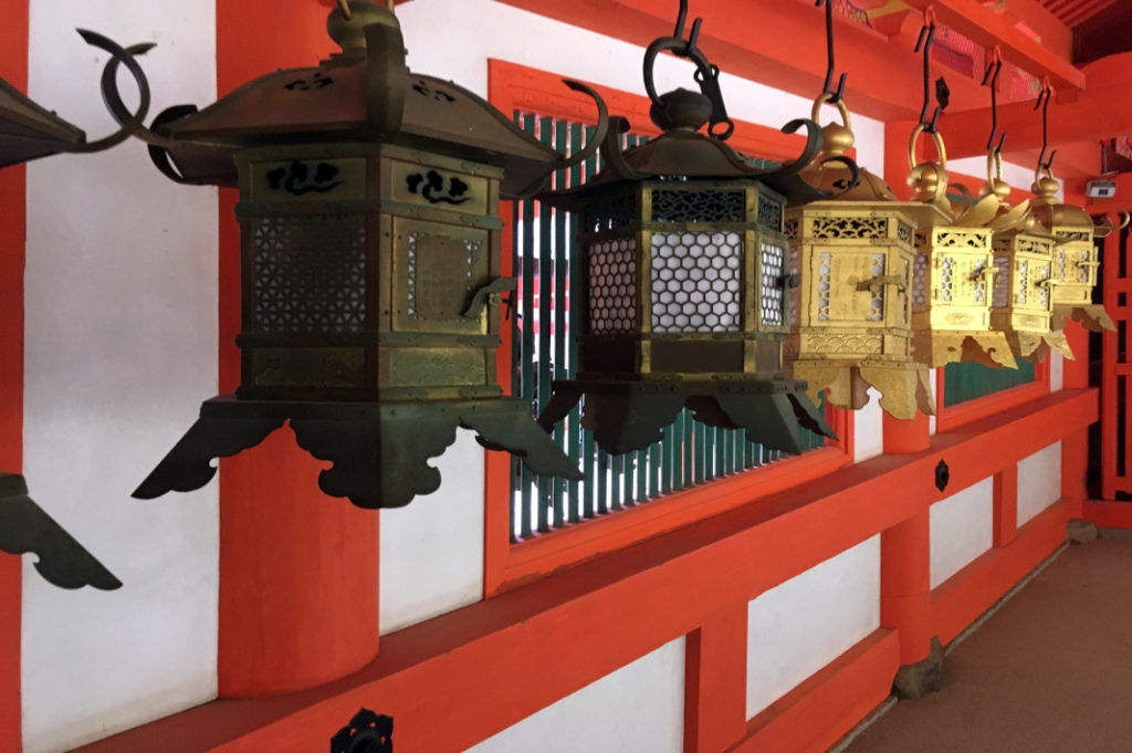 Some of Kasuga Taisha's lanterns feature gold.