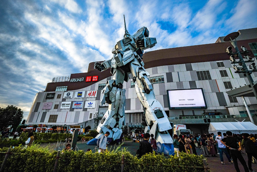 The towering Gundam statue