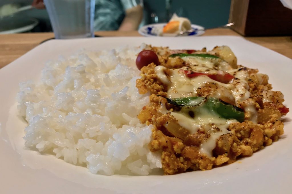 Close-up of keema curry