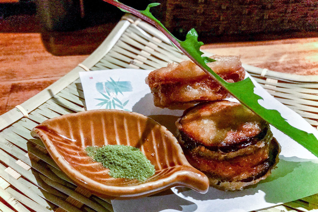 Eggplant and lotus-root chicken sandwiches – a surprise favourite at Oagari