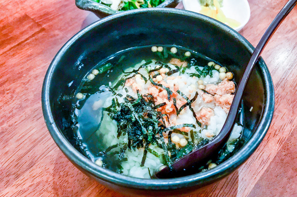 Ochazuke tea rice with salmon, classic izakaya fare