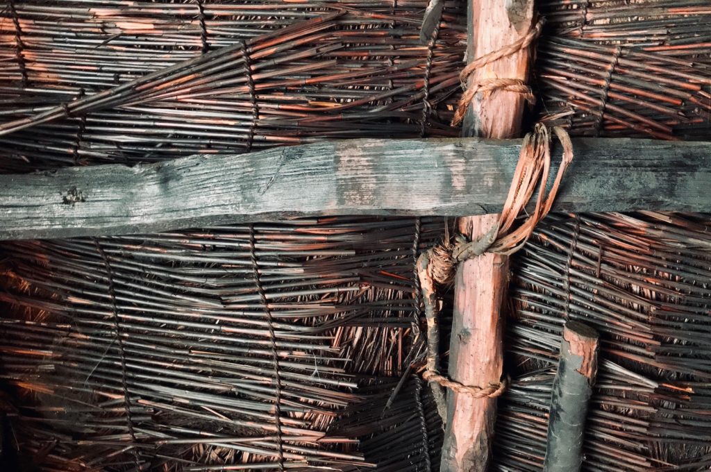 Up close with the thatched roof built in the gassho-zukuri style in shimoda