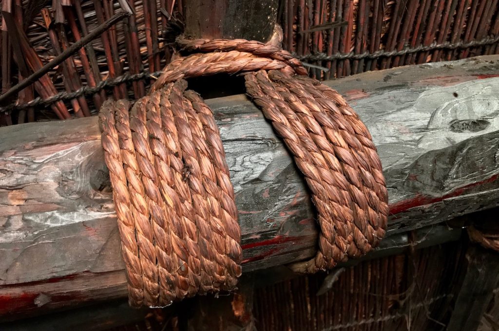Ropes binding wooden beams in shimoda
