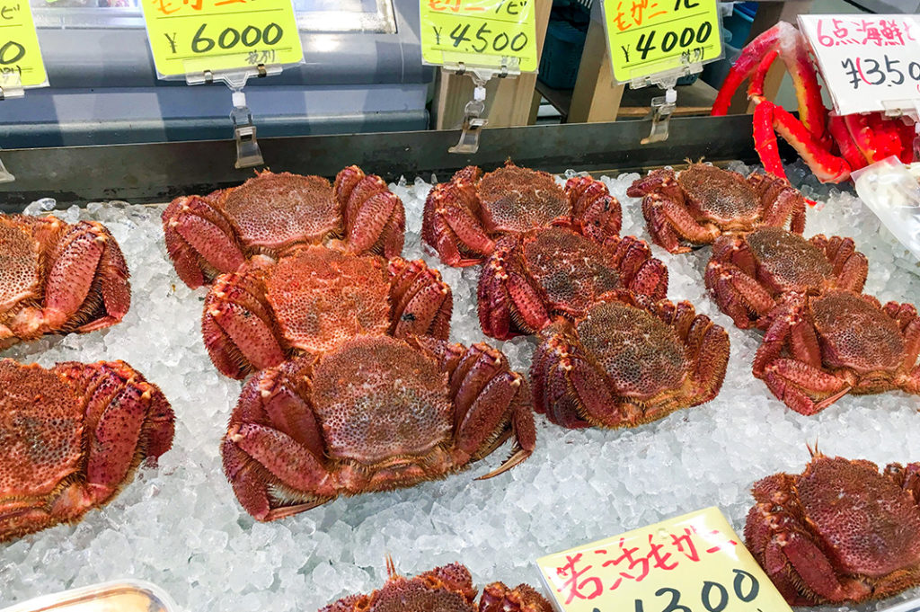 At the Hakodate Morning Market, crab is a staple