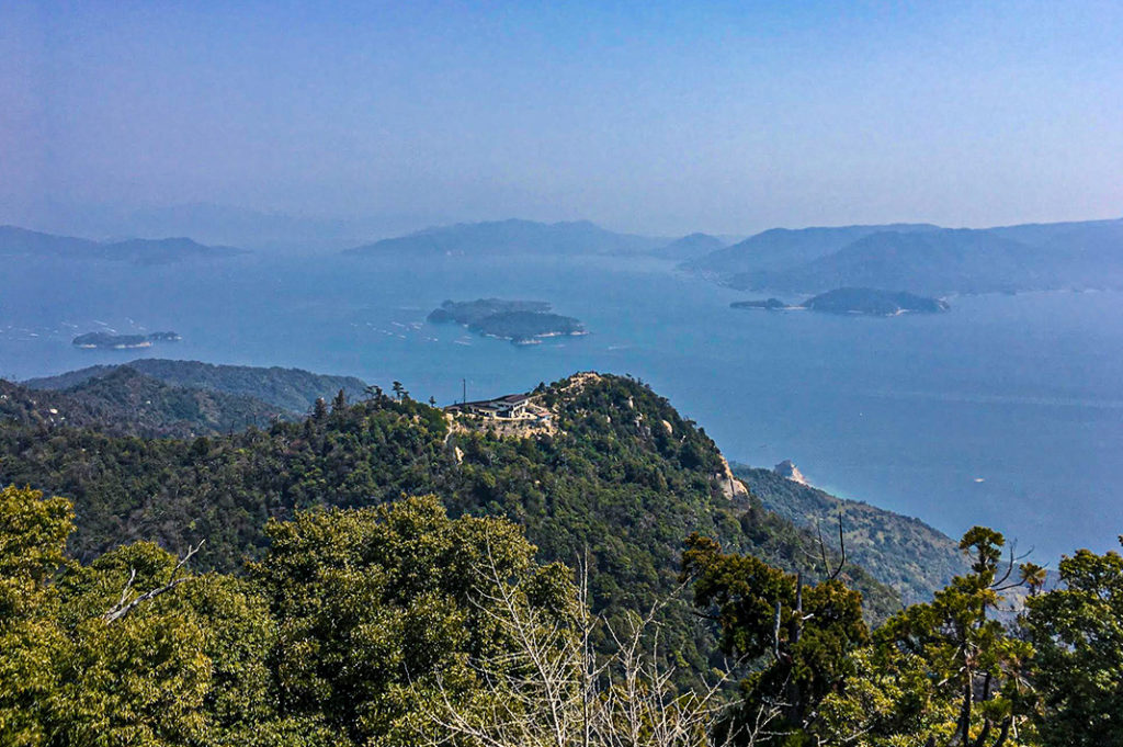 The view from the top of Mt. Misen overlooks the Seto Inland Sea.