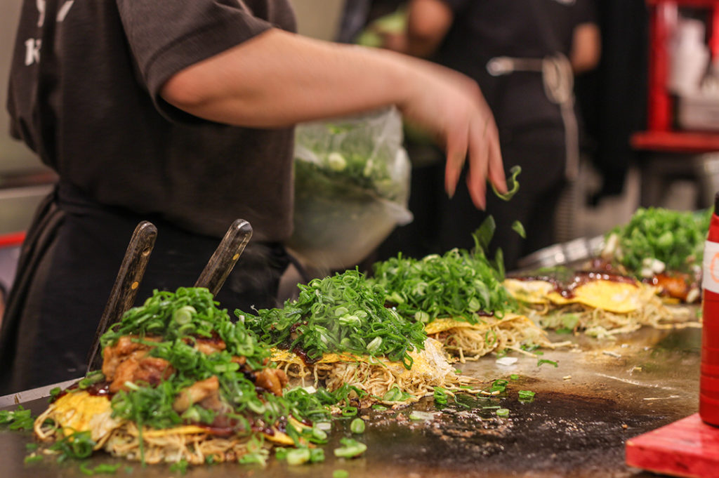 Okonomimura is the place to go for Hiroshima style okonomiyaki in Hiroshima