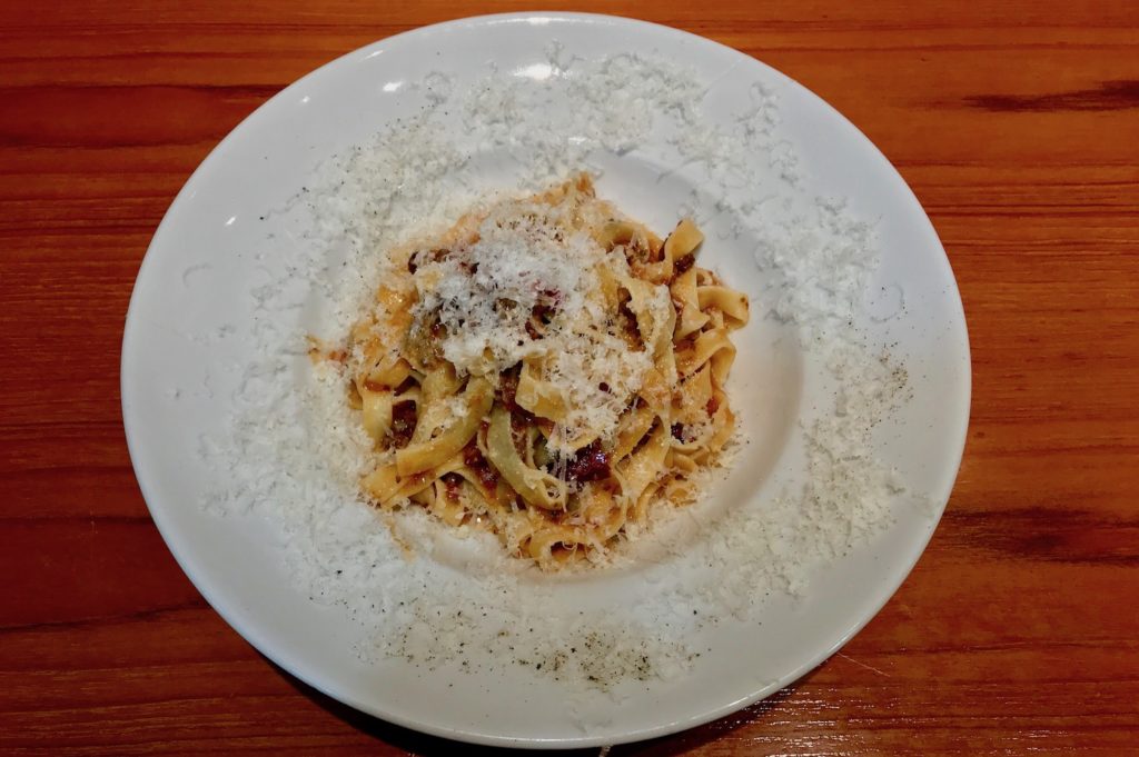 meat sauce pasta at street pasta company