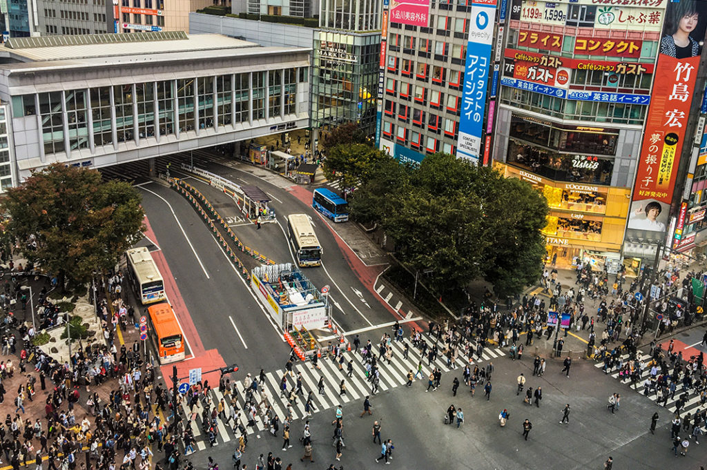 Photo view of the Shibuya Crossing from  Magnet