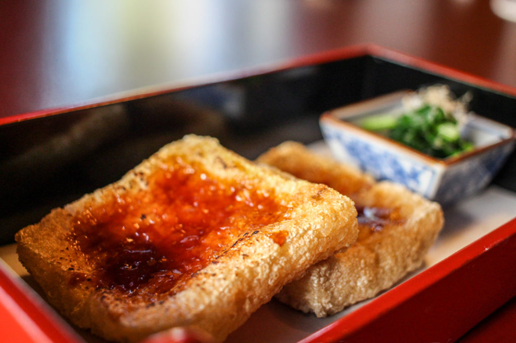 This fried tofu is the star at Tofuya Ukai, nestled beneath Tokyo Tower. 