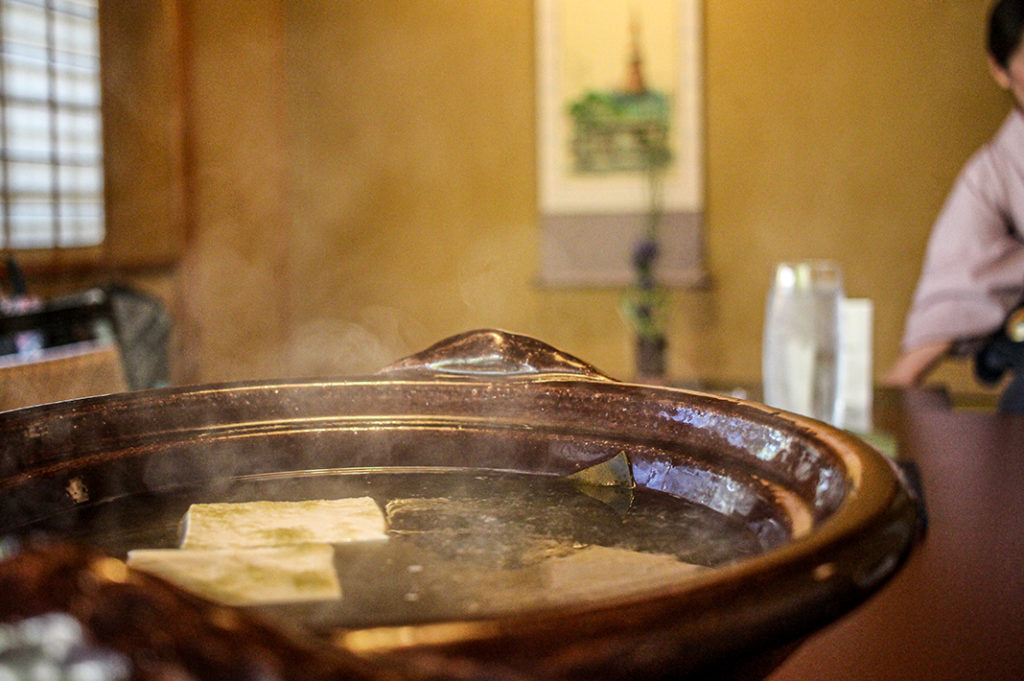 Simmered tofu at Tofuya Ukai, nestled beneath Tokyo Tower.