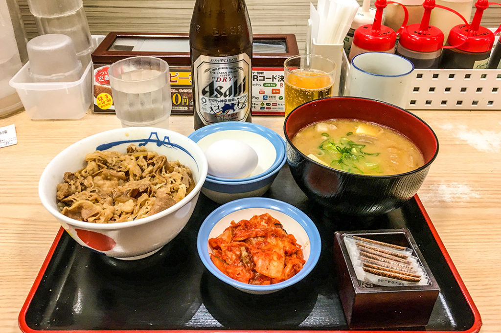 A standard meal at Matsuya, a 24 hour chain restaurant in Japan 