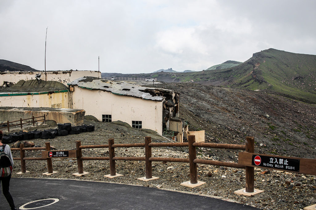 Damage to the ropeway at Mount Aso, Kumamoto's active volcano