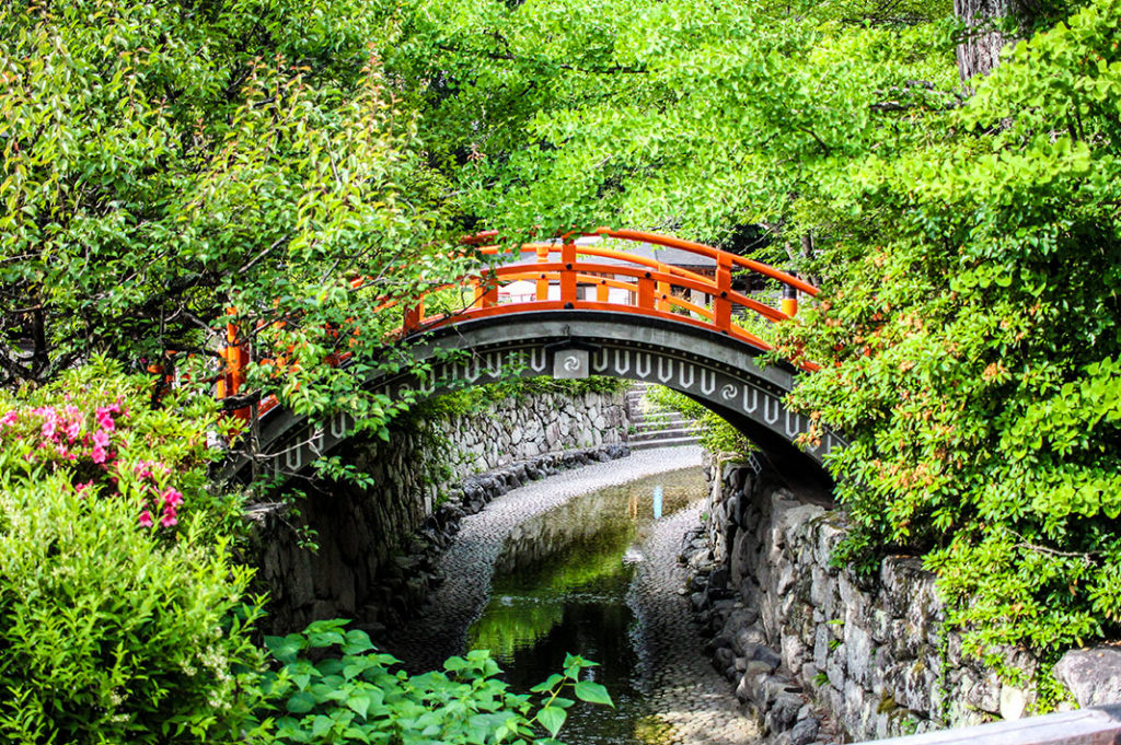 The Taikobashi bridge at Shimogamo Shrine, one of the oldest shrines in Kyoto.