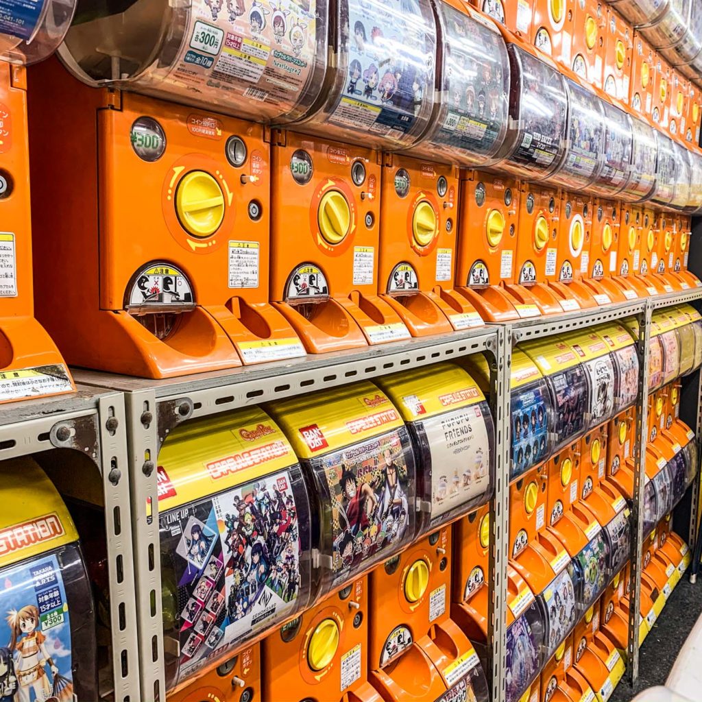 Gachapon (or gashapon) are a great cheap souvenir from Japan. Head to the Akihabara Gachapon Hall to choose from around 500 machines. 