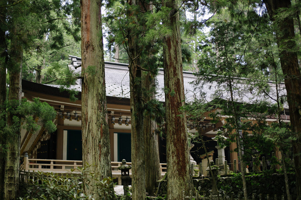 Okuno-in's mausoleum and lantern hall awaits the night, shrouded in verdant cedar brushes atop Kōya-san.