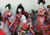 Awashima Shrine: Kada’s Hall of a Thousand Eyes Dolls line up at Awashima Jinja