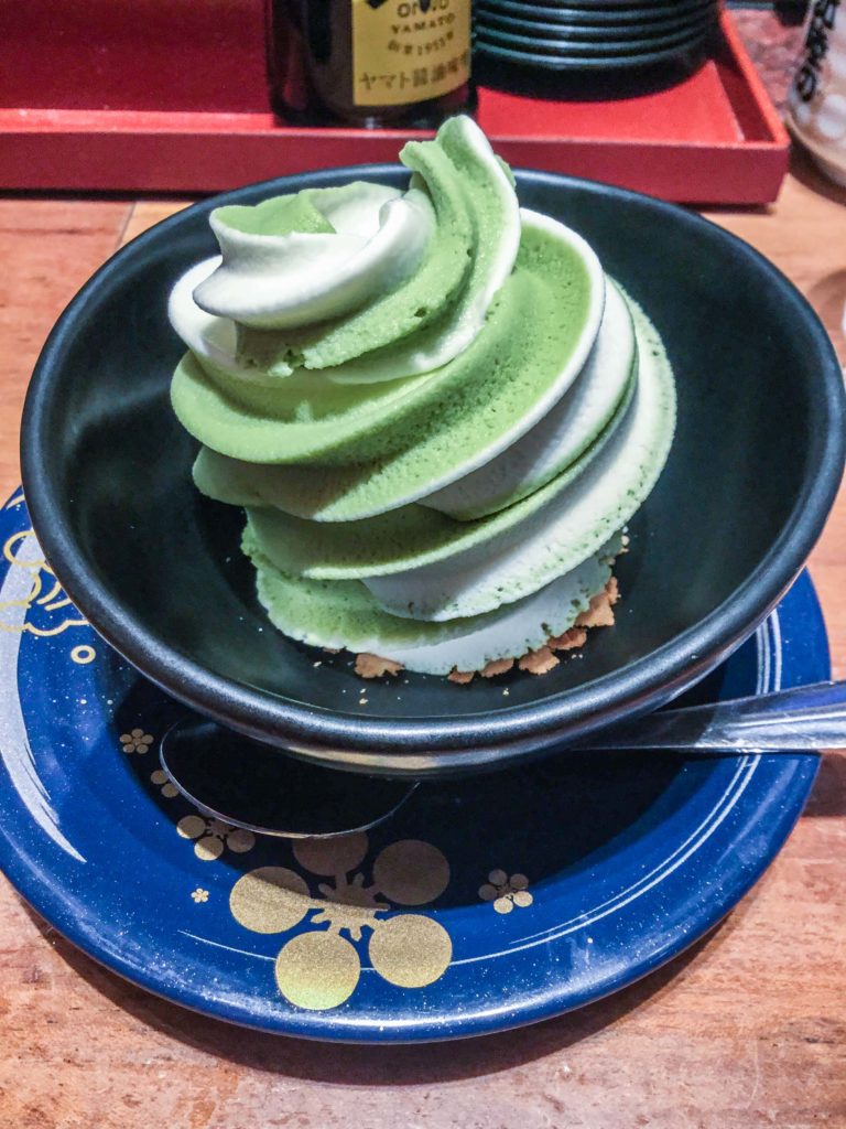 Matcha and vanilla soft cream 