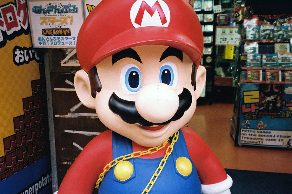 Mario himself oversees the running of things in Osaka's Den Den Town.