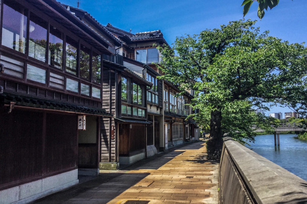 Tranquil Kazue Machi, a teahouse district in Kanazawa. 