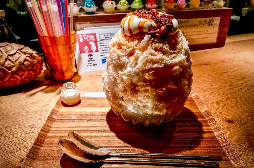 Salted caramel and nuts kakigori