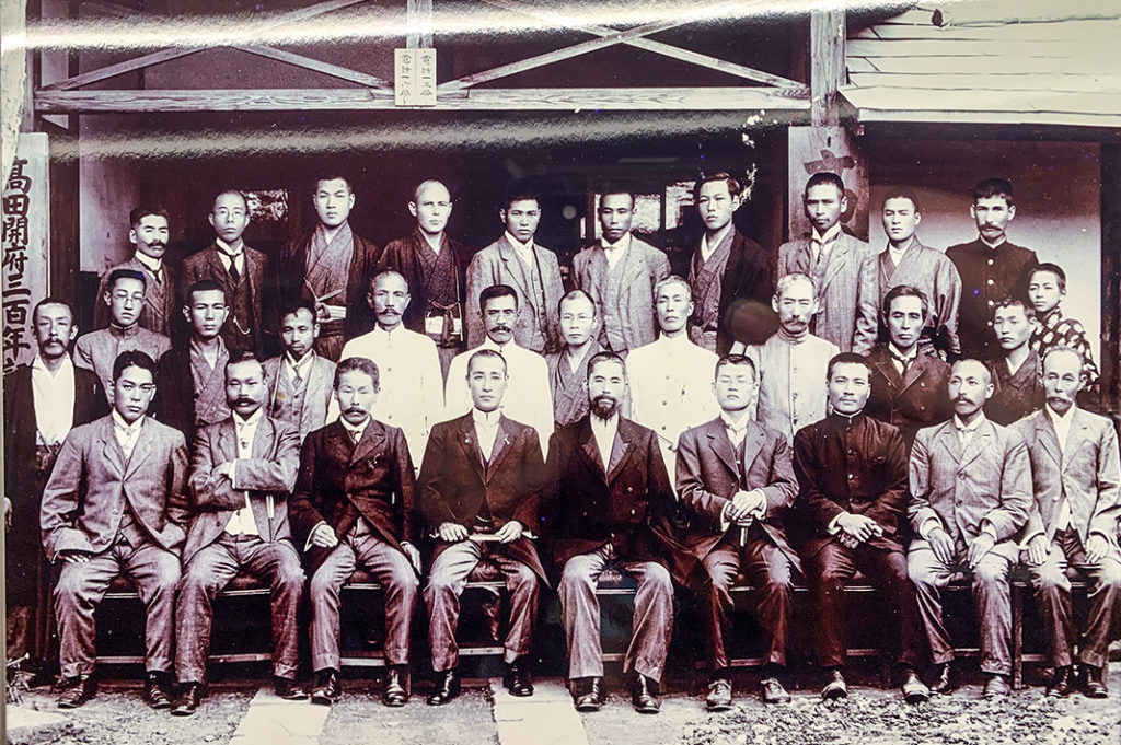 Local officials pose for a photo in 1913, Niigata Prefecture, Japan. 