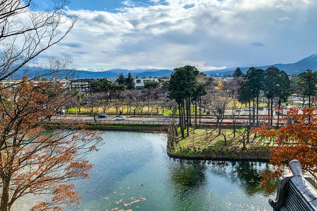 Looking out from Takada Castle's observation deck