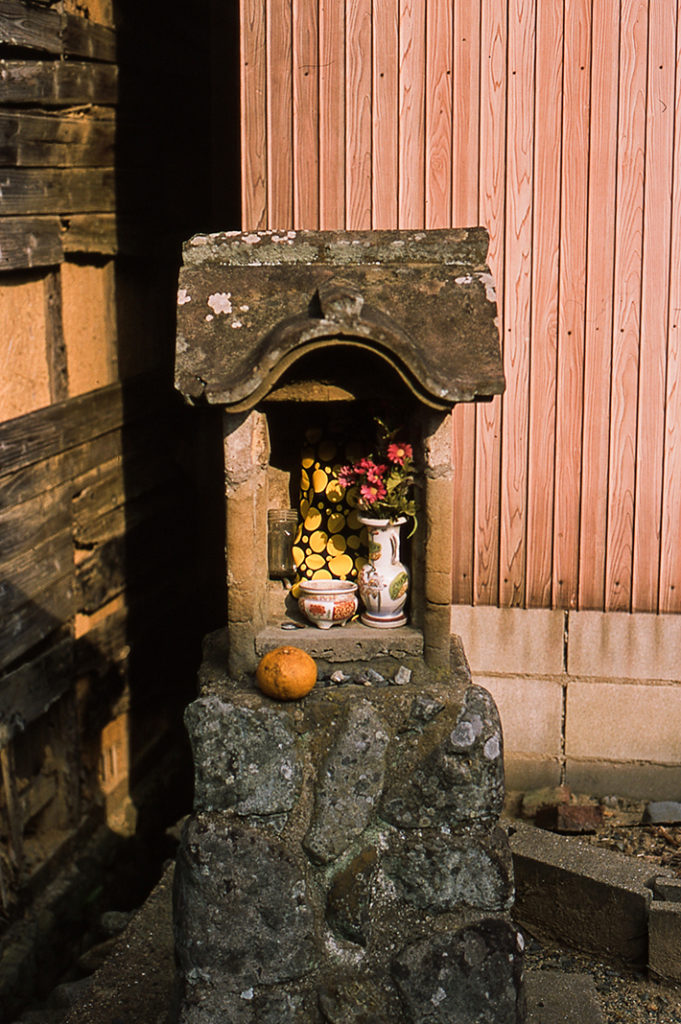 Spot the touch of Yayoi Kasuma at a roadside alter on Oshima island!