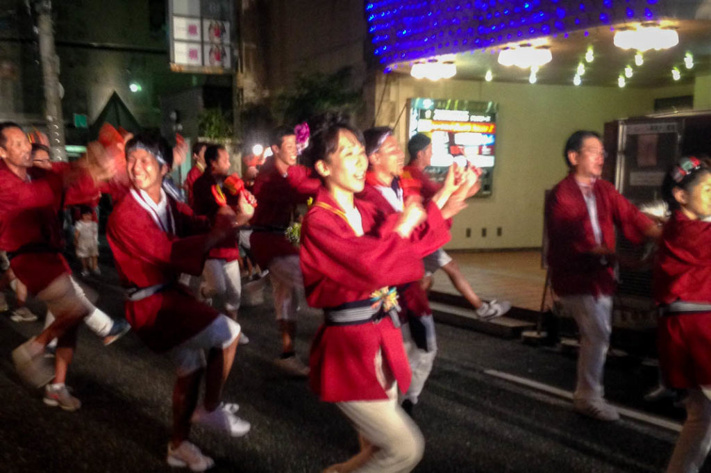 The party atmosphere at night during the festival