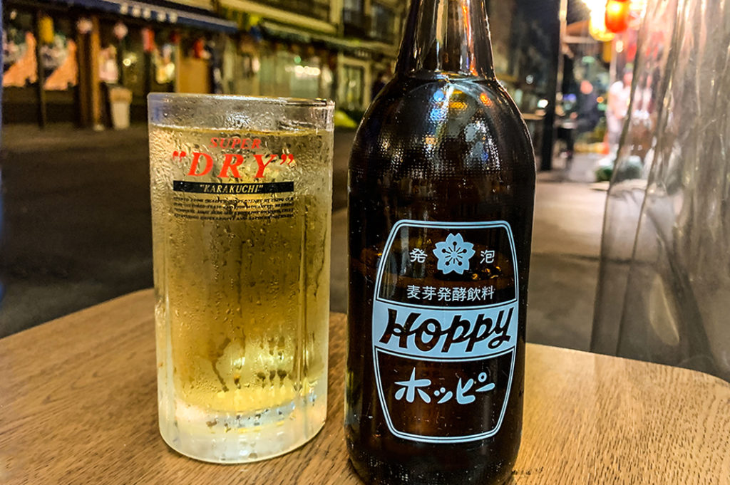 Drinking Hoppy on Hoppy dori, Asakusa