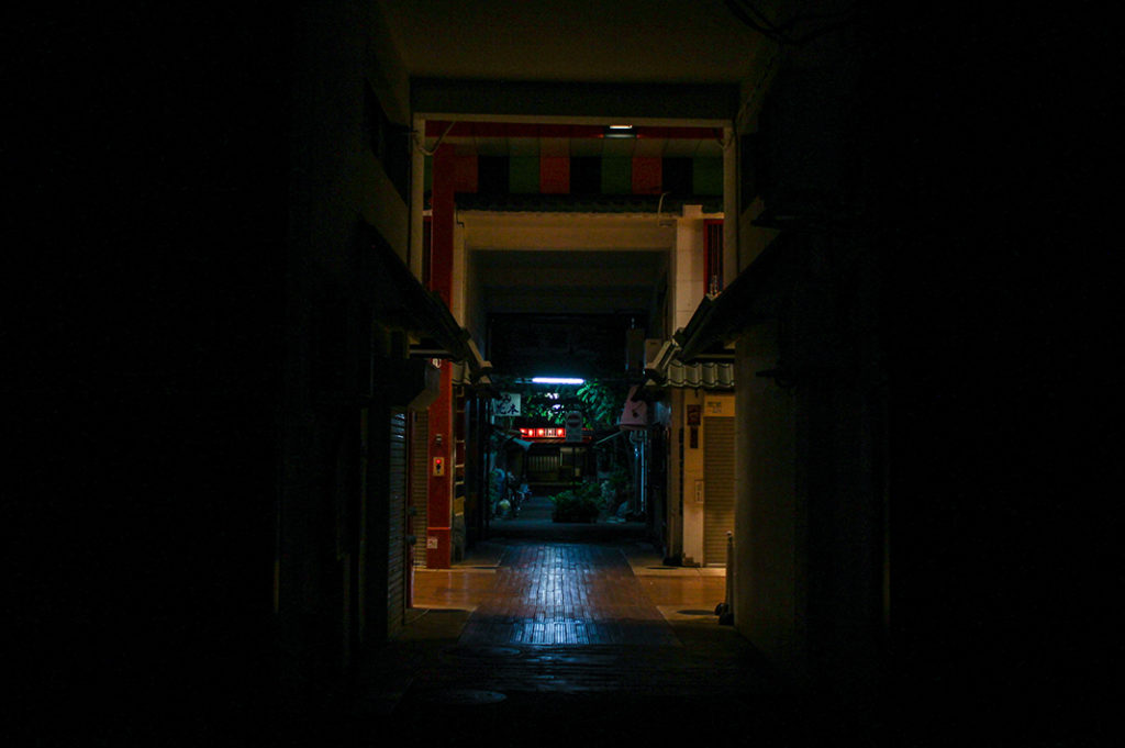 Arcades at night