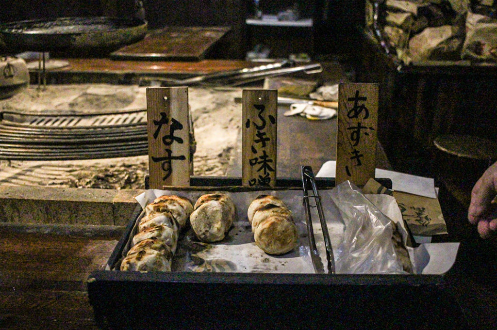 Flame-grilled oyaki at Ogawanosho