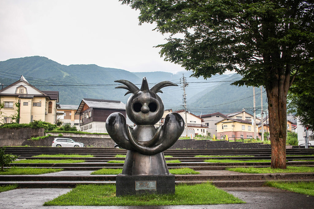 Taro Okamoto statue in Nozawa Onsen