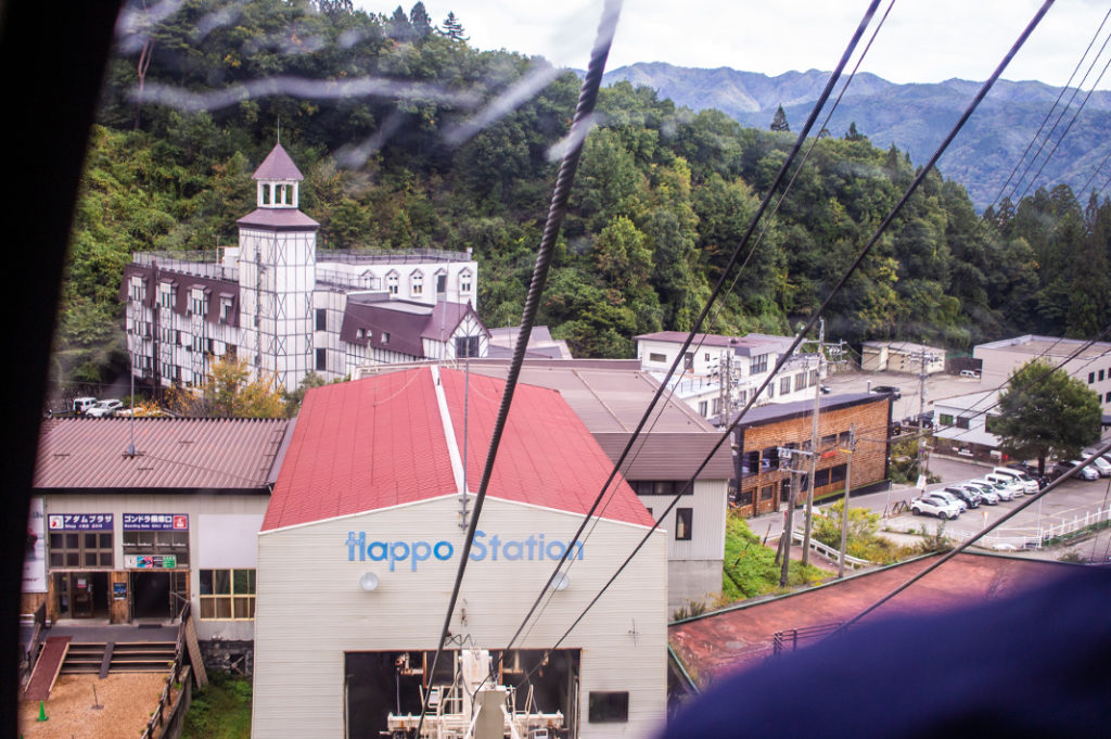 Looking back at the Happo Eki gondola station. 