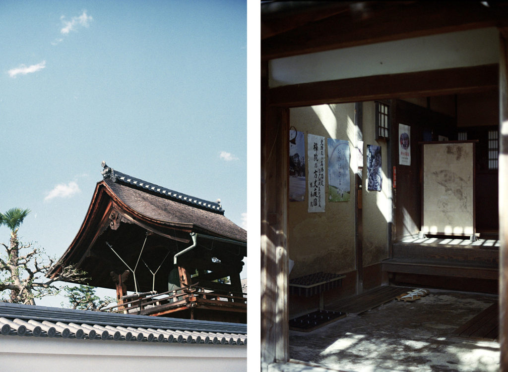 Bell towers and quiet entryways at various corners of Myoshin-ji.